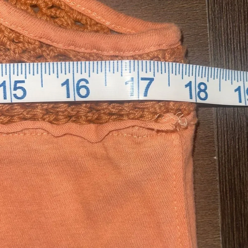 Free People‎ Womens Sayulita Crochet Striped Dress Sleeveless Orange Cream XS